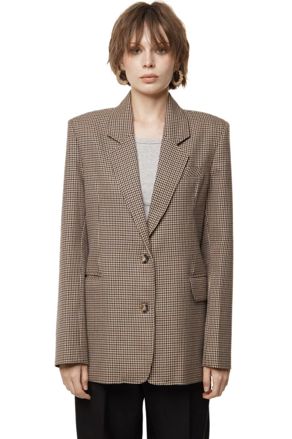 CLAUDE BLAZER - BROWN HOUNDSTOOTH