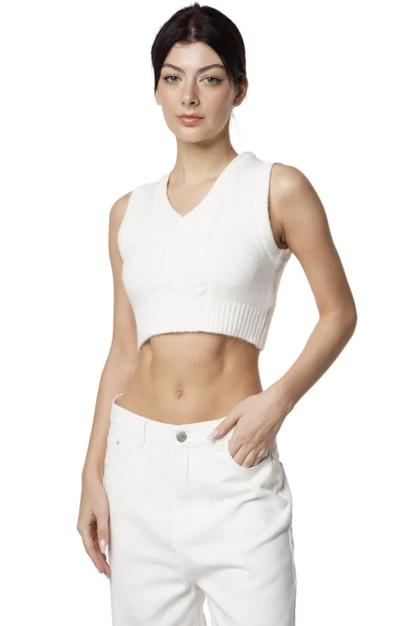 OXFORD KNIT VEST - WHITE