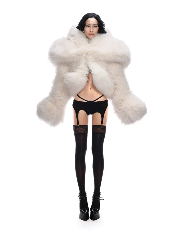 SNOW CROPPED FAUX FUR JACKET