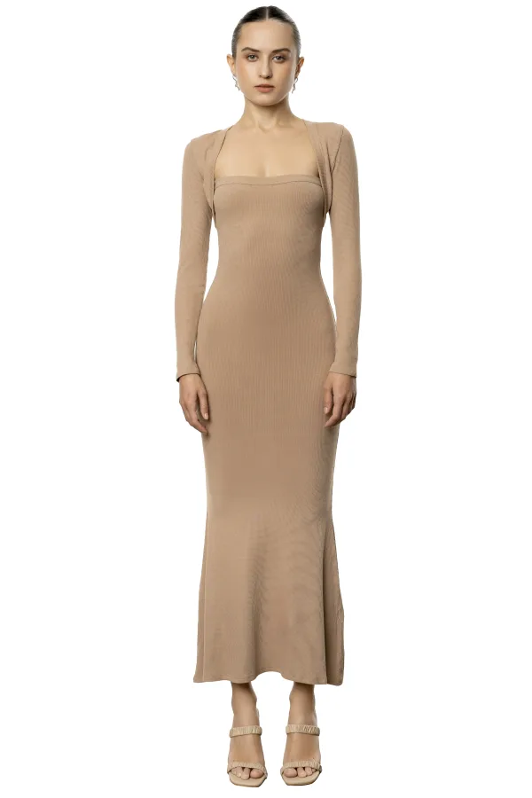 DAPHNE DRESS - LIGHT BROWN