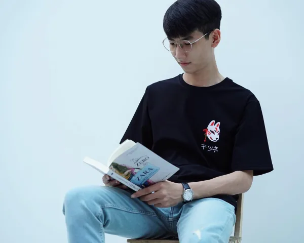Áo Thun Myo Thêu Hình Hồ Ly kitsune