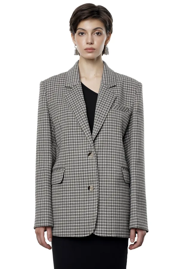 CLAUDE BLAZER - BLACK AND OFF WHITE PLAID