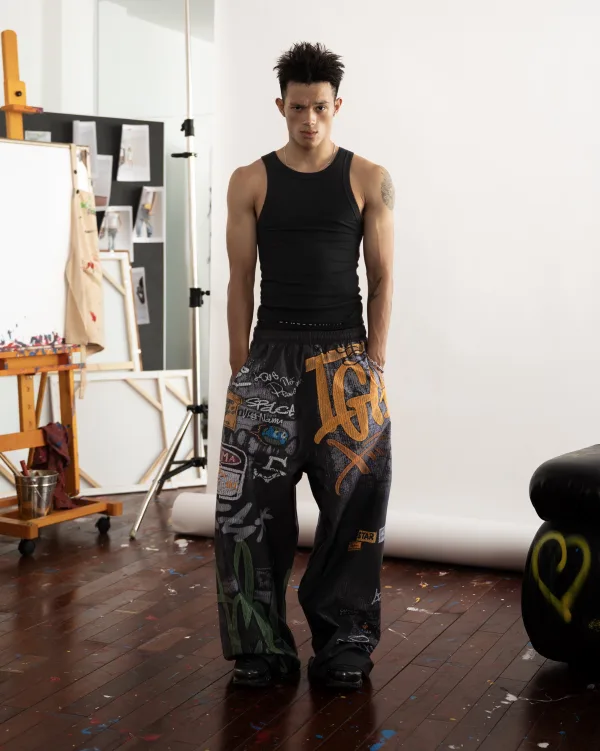 SSMA GRAFFITI PANTS - BLACK