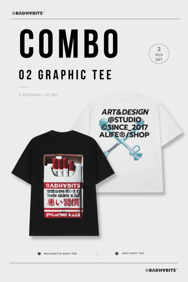 [COMBO 2 ÁO - SIZE S] ÁO THUN INFO / SHIGARETTO