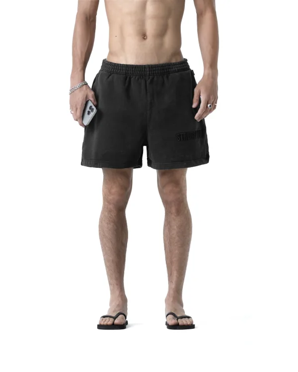 SSMA WASHED SWEAT SHORTS - BLACK