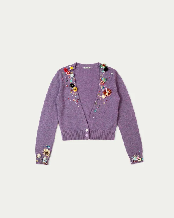 Astica Wool Hand-Embellished Cardigan