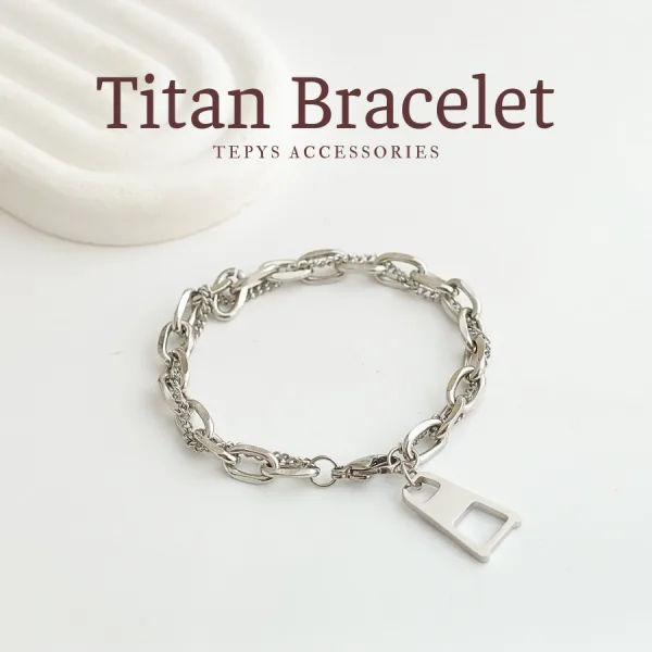 Lắc Tay Two Layer Titan Silver