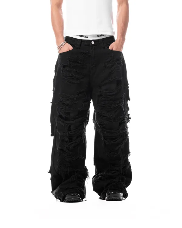 MAMAFIA DISTRESSED JEANS - BLACK