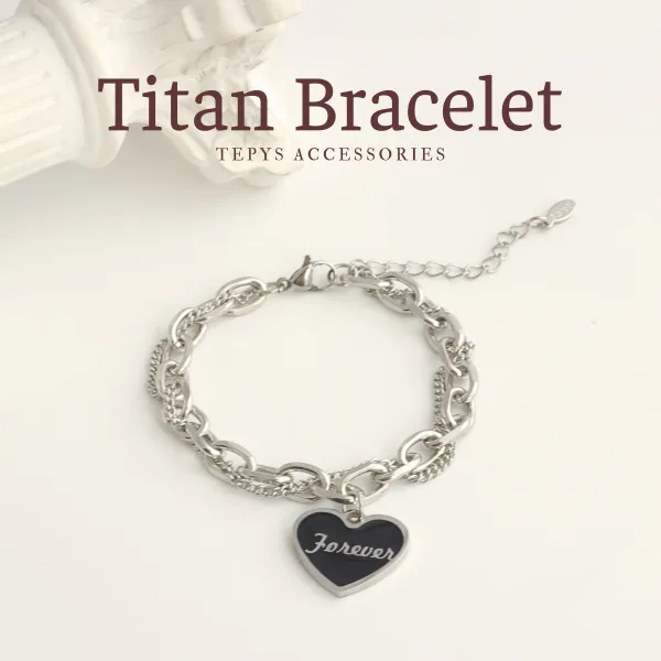 Lắc Tay Heart Forever Titan Silver