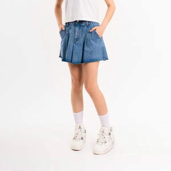 CHÂN VÁY JEAN NỮ - TOTODAY - DENIM PLEATED SKIRT