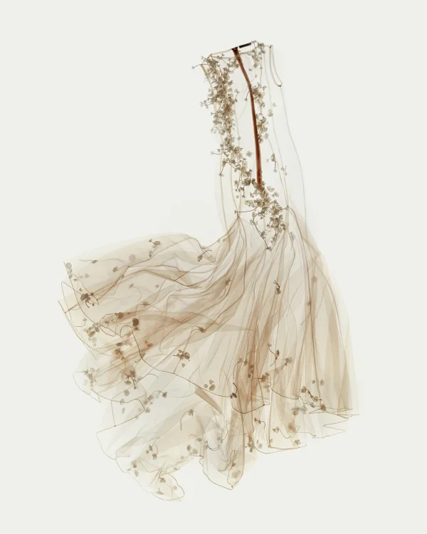 Honeysuckle Mesh Evening Gown