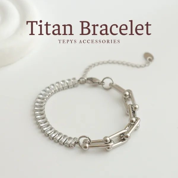 Lắc Tay Stone Mite Titan Silver