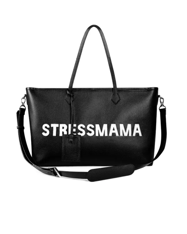 FW25 SIGNATURE LEATHER TOTE BAG - BLACK