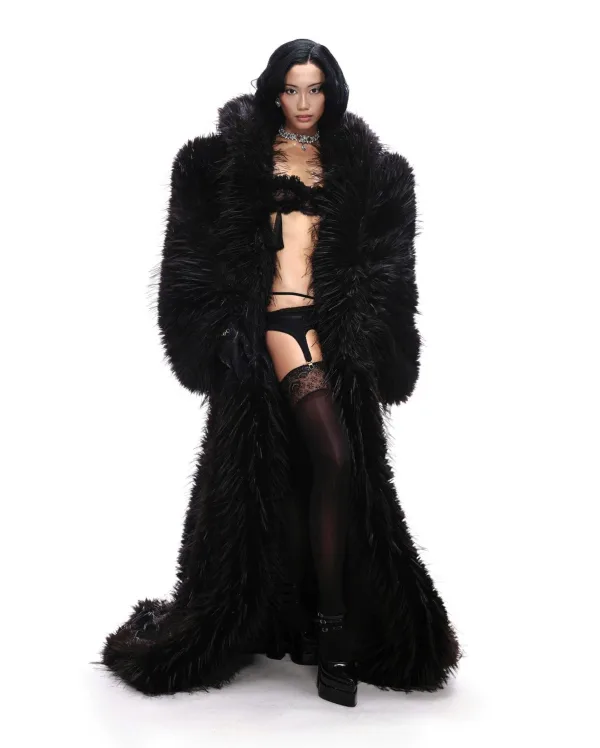 BAT FAUX FUR LONG COAT