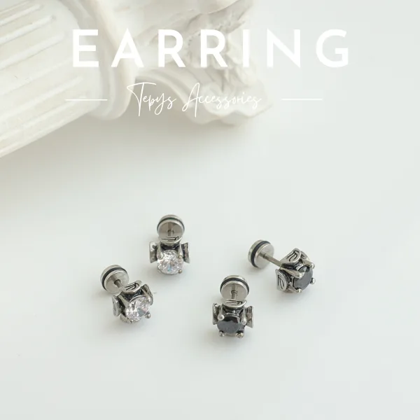 Bông Tai Stone White - Black Earrings