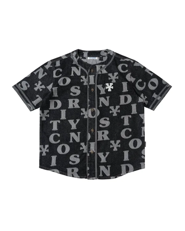 Áo Sơ Mi Letters Monogram Denim Jersey Shirt