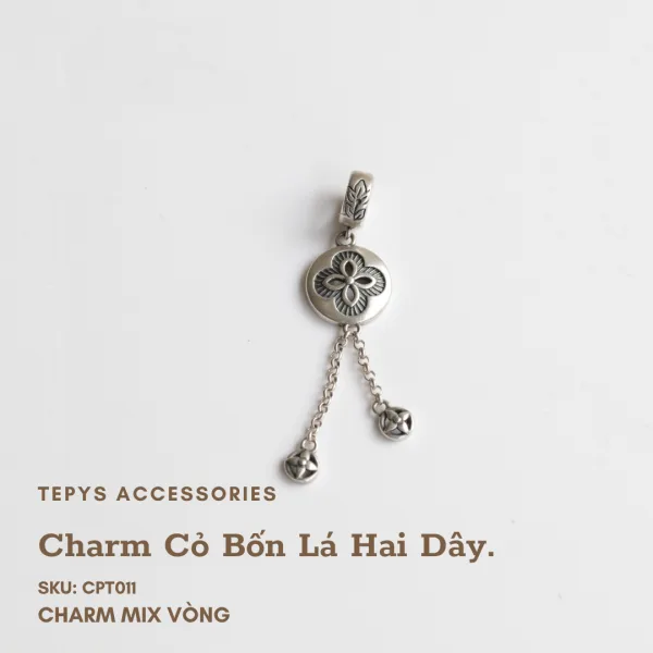 Charm Cỏ Bốn Lá Hai Dây