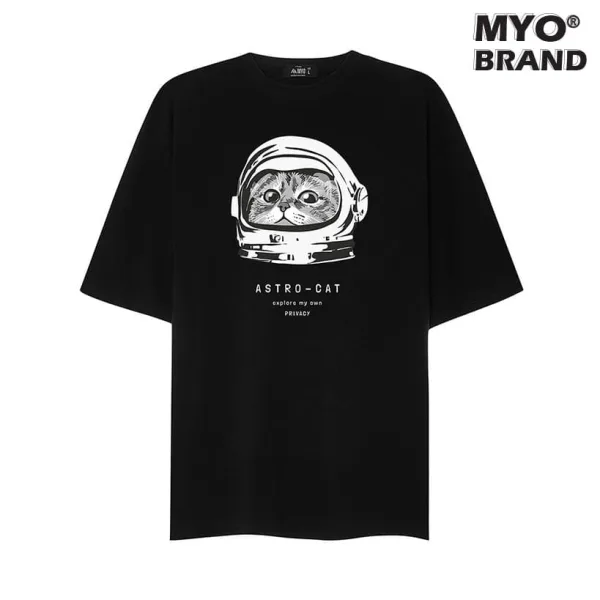 Áo Thun Nam Đẹp MYO Vải Cotton In Hình Astro Cat