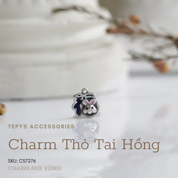 Charm Thỏ Tai Hồng