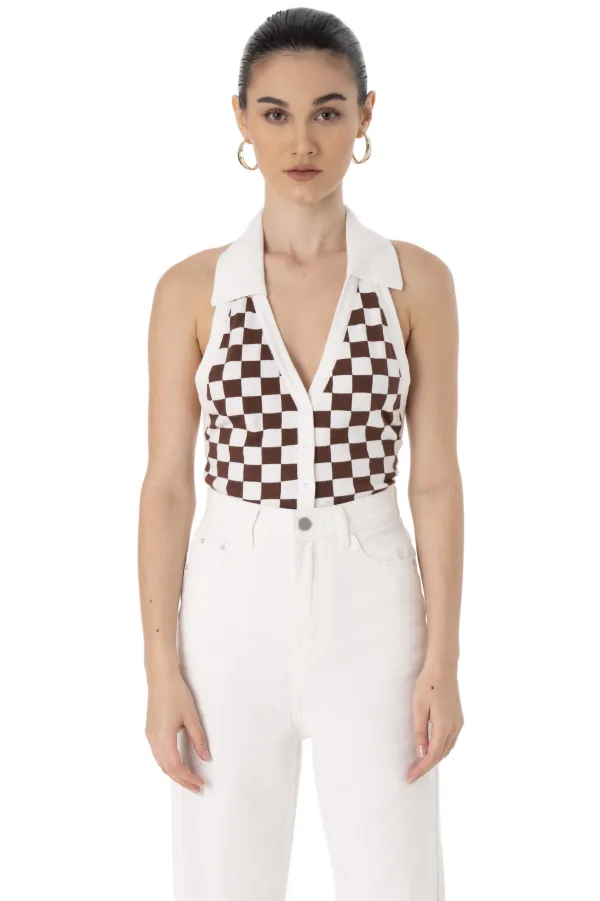 ATM HALTER NECK TOP - BROWN