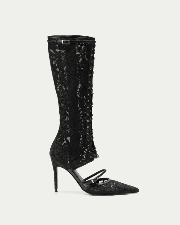 Ostrich Dentelle Lace-up Boot Heels