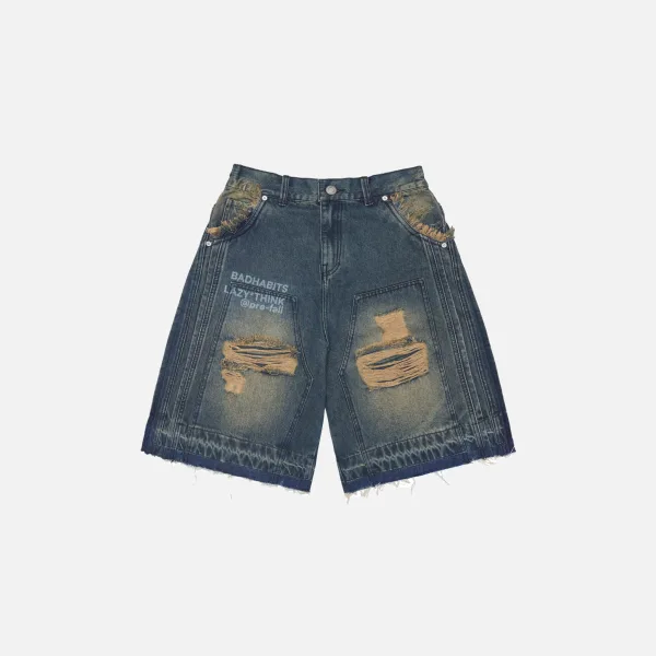 DOUBLE DESTROYED BAGGY SHORT