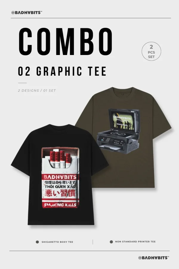 [COMBO 2 ÁO - SIZE S] ÁO THUN PRINTER / SHIGARETTO