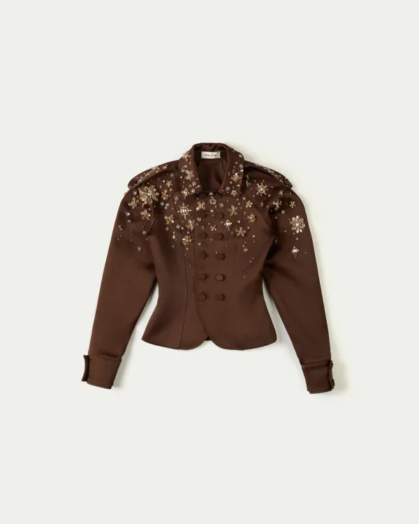 Victoria Satin Double-button Jacket
