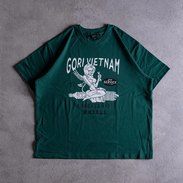 Áo Thun Oldskull Gori Form Boxy SERVICE 100% vải sợi cotton tự nhiên thoáng mát