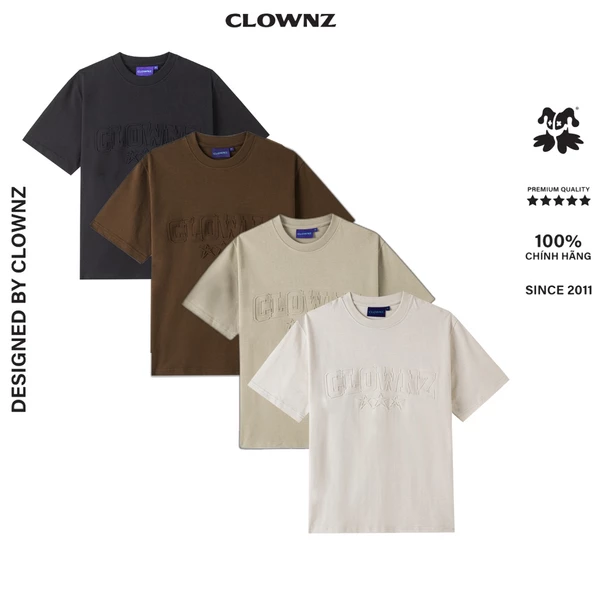 Áo thun trơn tay lỡ in dập nổi local brand ClownZ Embossing form rộng cotton unisex nam nữ