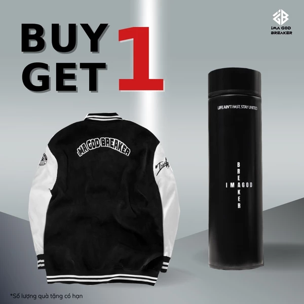 TẶNG BÌNH GIỮ NHIỆT - Áo Khoác Bomber Unisex Black White Varsity local brand iMA God Breaker (iGB)