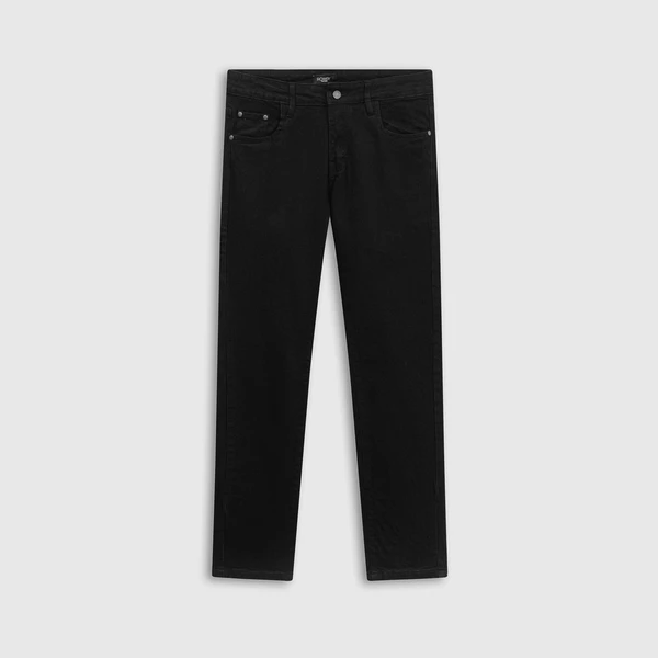 Quần jean nam ROWAY vải denim co giãn nhẹ, form slim, Jean đen trơn