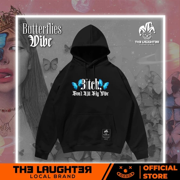 Local brand The Laughter - BUTTERFLIES VIBE ÁO MŨ HOODIE - NỈ DA CÁ