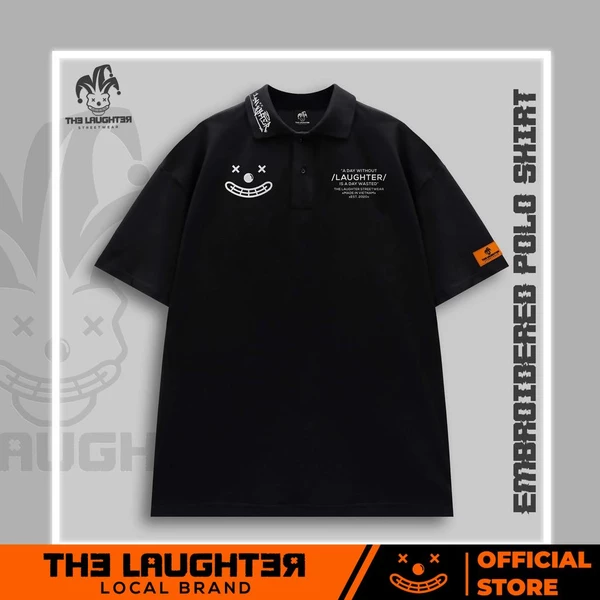 Local brand LAUGHTER BASIC OVERSIZED POLO - Áo polo thêu Streetwear Hip Hop