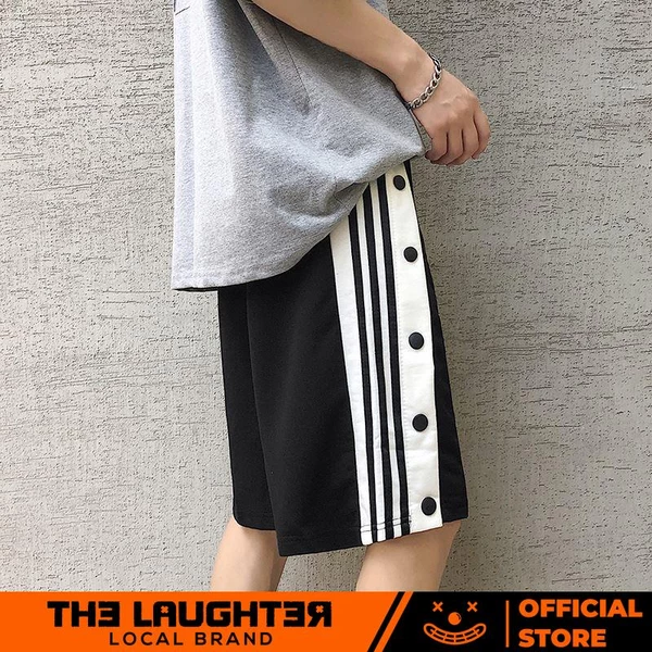 Local brand Quần Shorts Kẻ Sọc Cúc Bấm Hip Hop Hàn Quốc