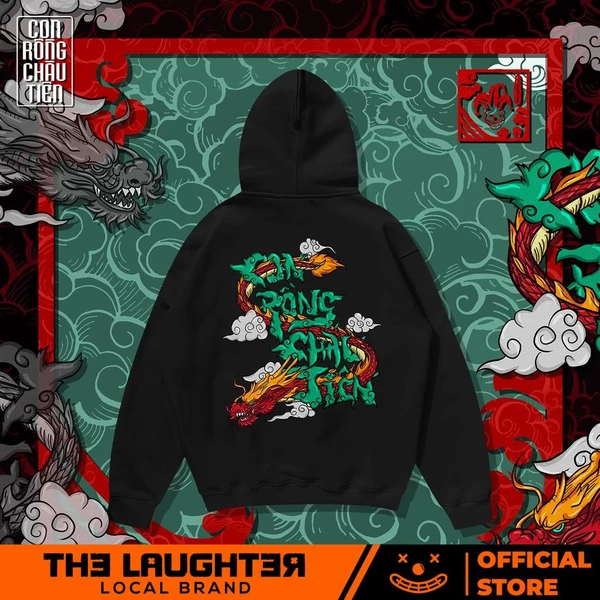 Local brand The Laughter - CON RỒNG CHÁU TIÊN HOODIE Áo MŨ- NỈ DA CÁ