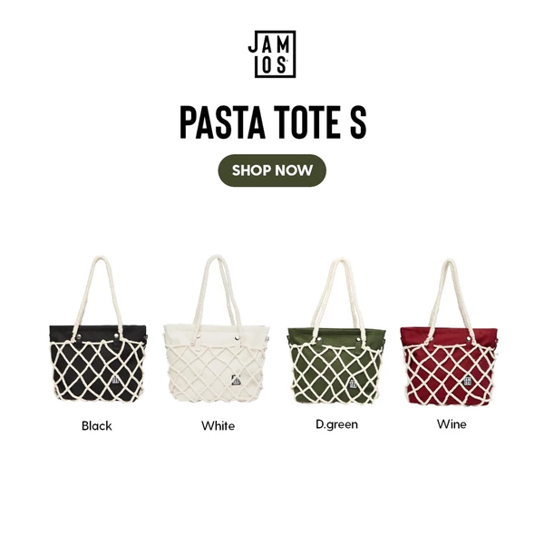 Jamlos Pasta Tote S - Túi tote canvas phối macrame phiên bản mini xách tay thời trang