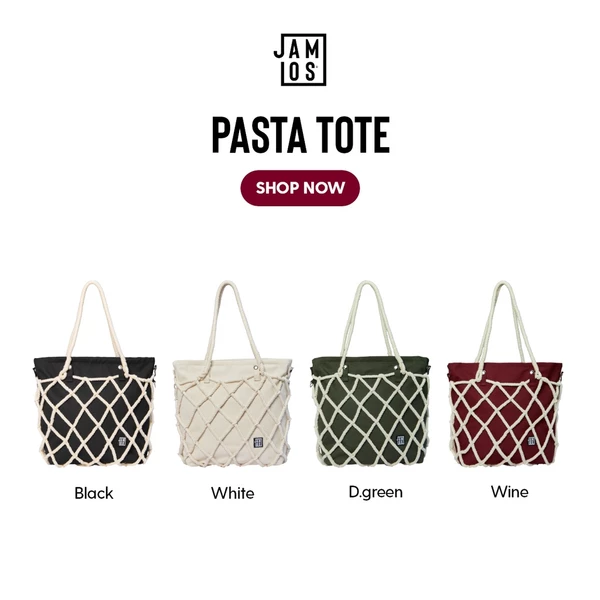 Jamlos Pasta Tote - Túi tote thời trang vải canvas phối dây macrame thủ công