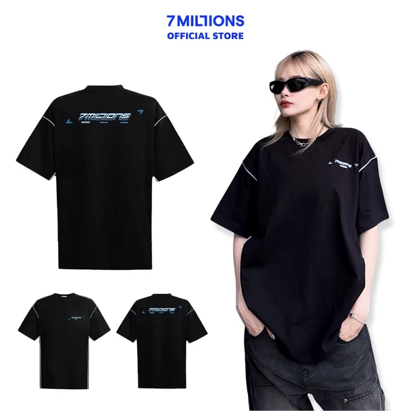 Áo Thun Cổ Tròn Modernism Vải Cotton 2 Chiều Unisex Oversized 7MILLIONS (Đen)