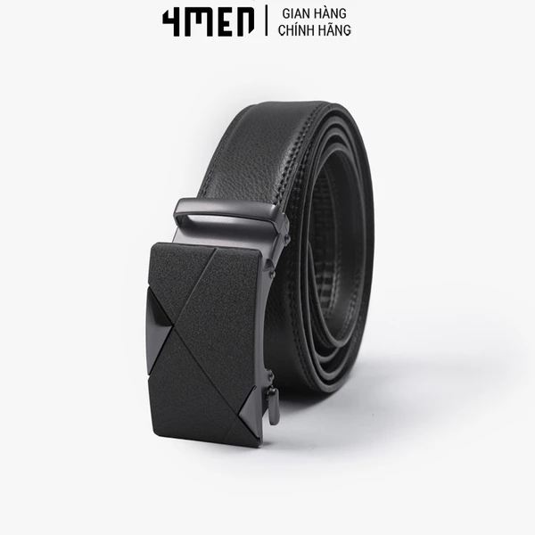 Thắt Lưng Nam Khóa Tự Động 4MEN TL107 dây lưng trơn màu đen thanh lịch, hiện đại, chất liệu da bền chắc, dễ phối đồ