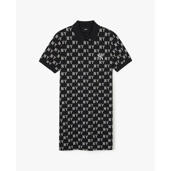 MLB - Đầm polo nữ cổ bẻ tay ngắn mini Mono Monogram Piqué_3FOPM0143-50BKS