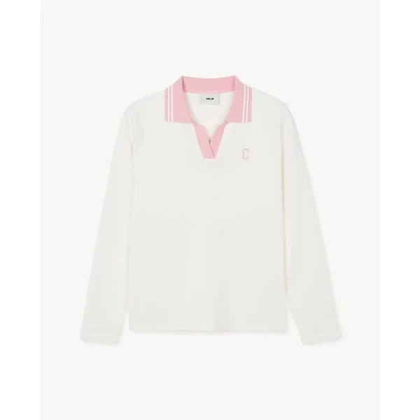 MLB - Áo polo nữ cổ bẻ tay dài Basic Small Logo_3FPQB0141-45CRS