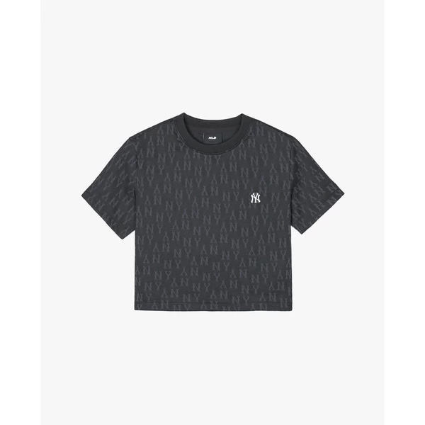 MLB - Áo croptop nữ cổ tròn tay ngắn Monogram_3FTSMA143-50BKS