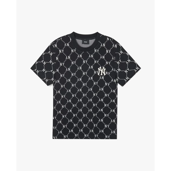 MLB - Áo thun unisex cổ tròn tay ngắn Diamond Monogram Jacquard_3ATSM0143-50BKS
