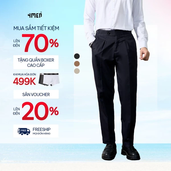 Quần Kaki Nam Cao Cấp 4MEN QK010 lưng thun co giãn, nhiều màu sắc dễ phối đồ, co giãn thoải mái
