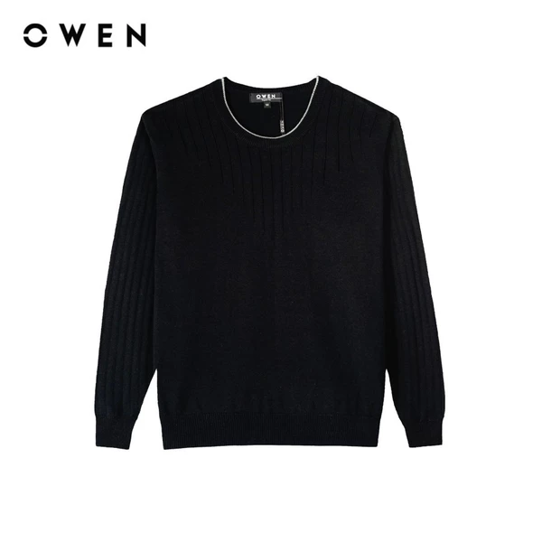 OWEN - Áo len Regular Fit ALD231658 màu Đen chất liệu Cotton- Acrylic