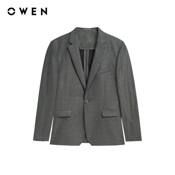 OWEN - Blazer (demi) Slim Fit BL231720 màu Ghi chất liệu TR Spandex