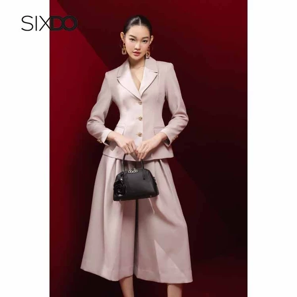 Quần ống rộng dáng lửng SIXDO (Light Pink Woven Culottes)