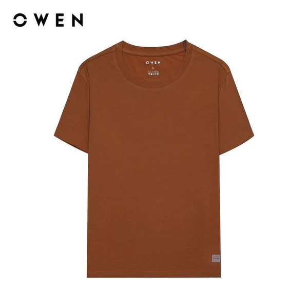OWEN - Áo Tshirt ngắn tay Body Fit TSN233234 màu Nâu chất liệu COTTON MODAL