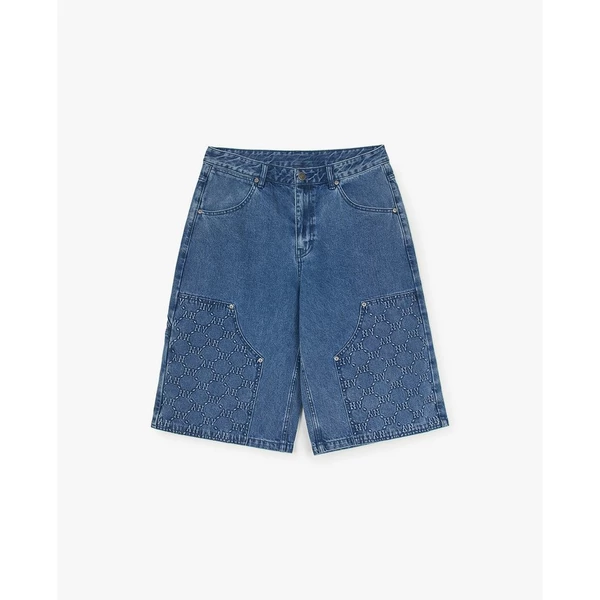 MLB - Quần short jeans nam Diagram Monogram Embossed_3LDPM0253-50INS